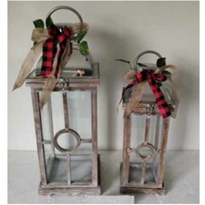 resources of Christmas Decoration Set of 2 Wooden Lantern with Rustic Finish exporters